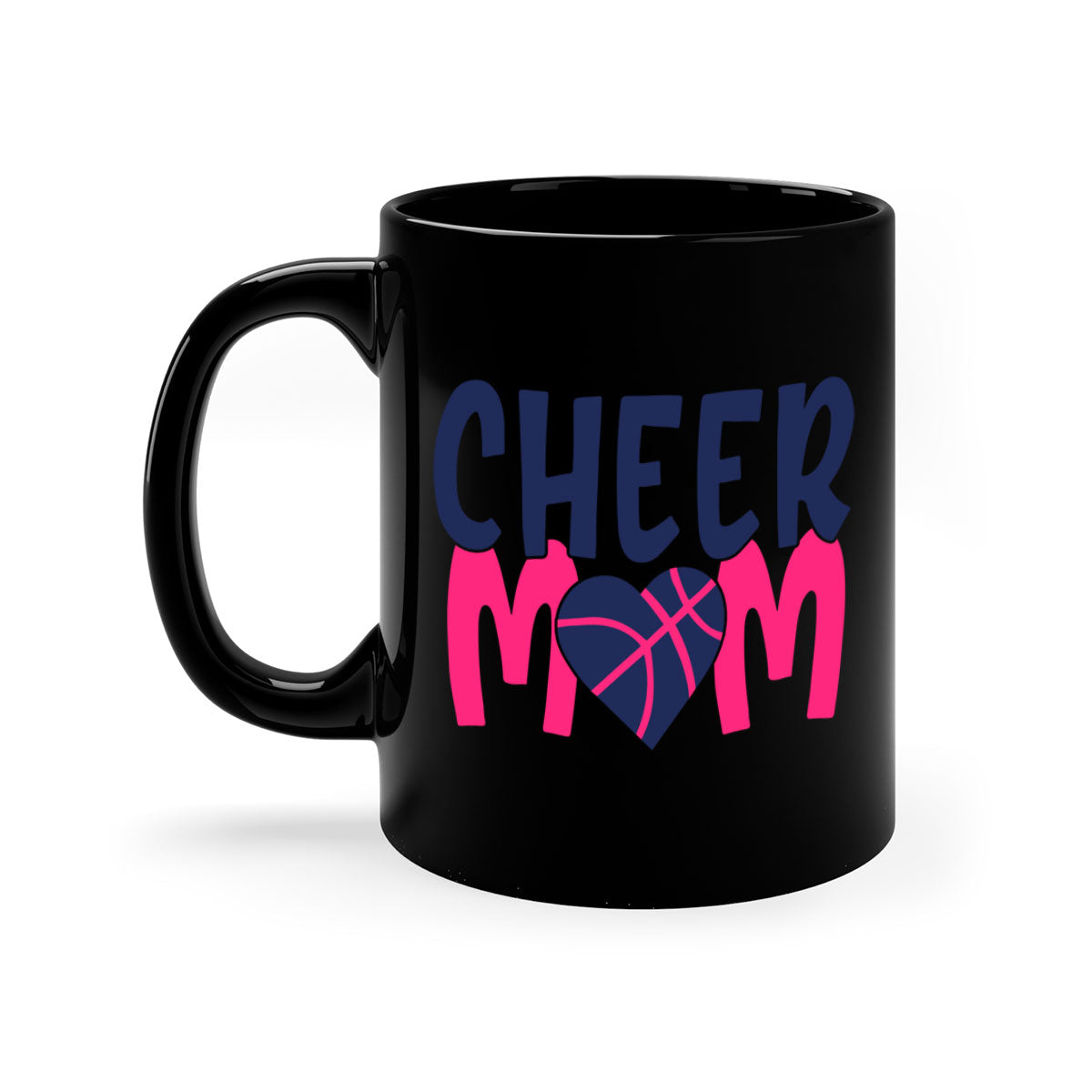 Cheer Mom 1746# Mug with colorful handle and glossy finish, available in multiple colors and sizes.