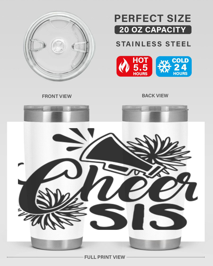 Cheer sis 1381# 20oz stainless steel tumbler with copper lining and drink-thru lid, perfect for hot and cold beverages.