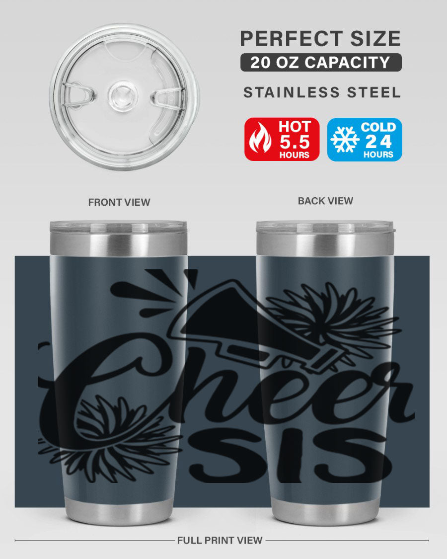 Cheer sis 1381# 20oz stainless steel tumbler with copper lining and drink-thru lid, perfect for hot and cold beverages.