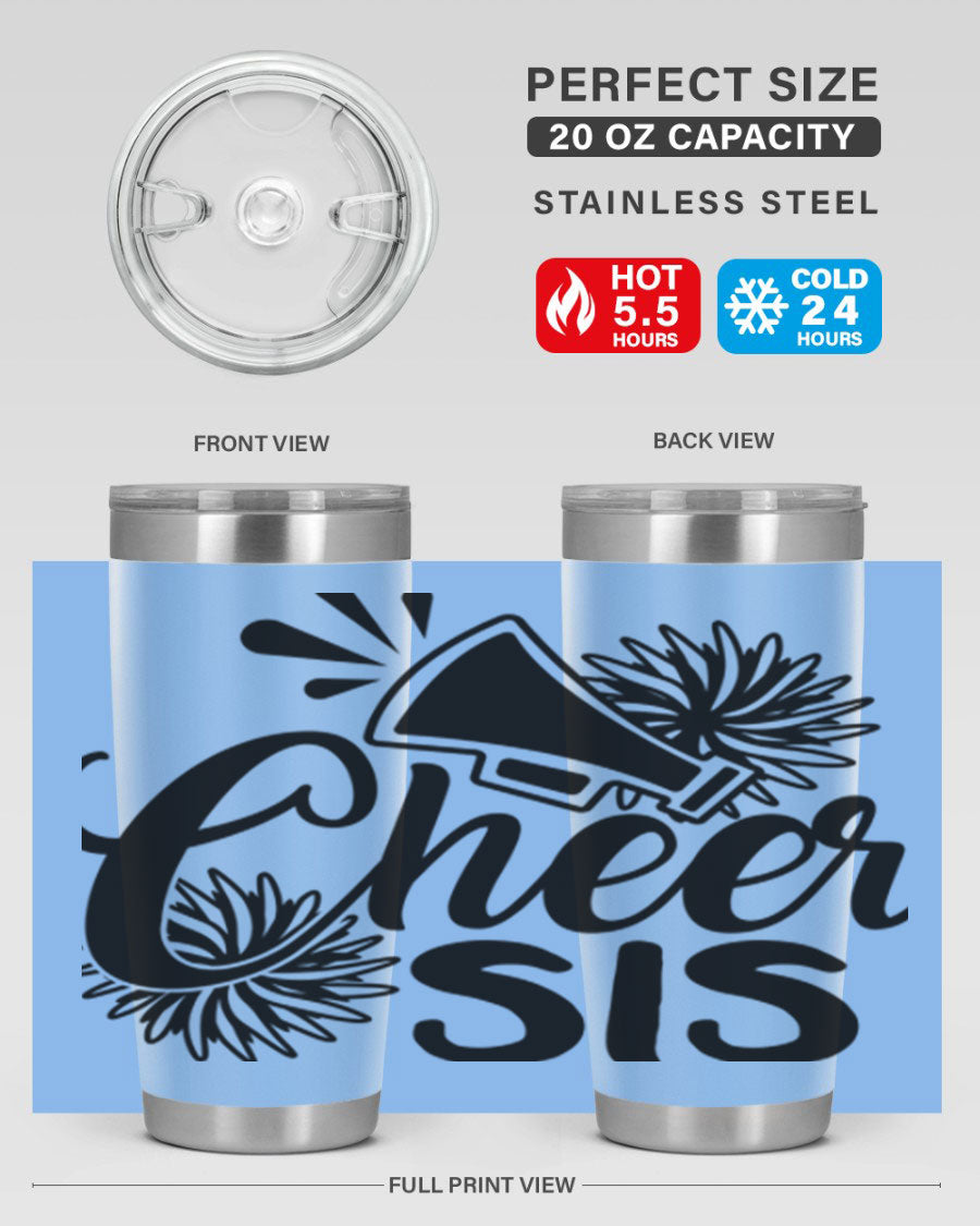 Cheer sis 1381# 20oz stainless steel tumbler with copper lining and drink-thru lid, perfect for hot and cold beverages.