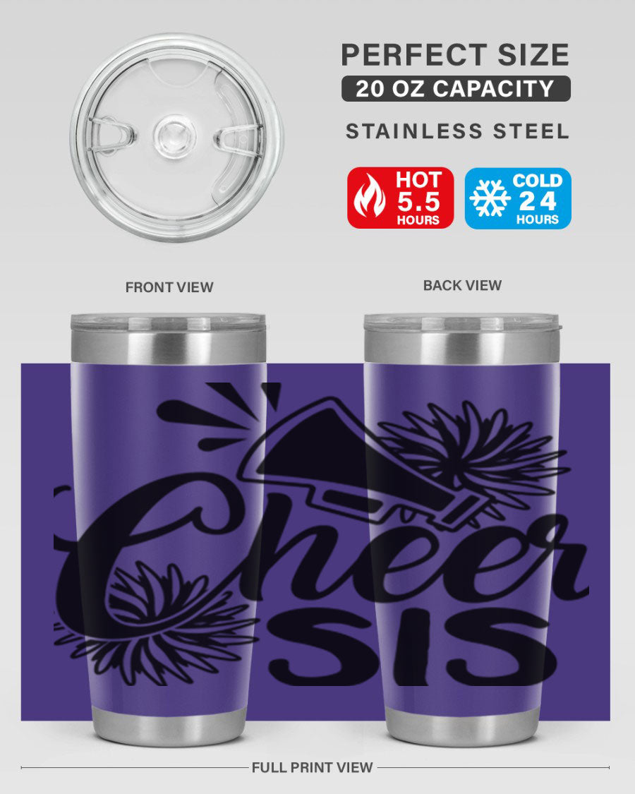 Cheer sis 1381# 20oz stainless steel tumbler with copper lining and drink-thru lid, perfect for hot and cold beverages.