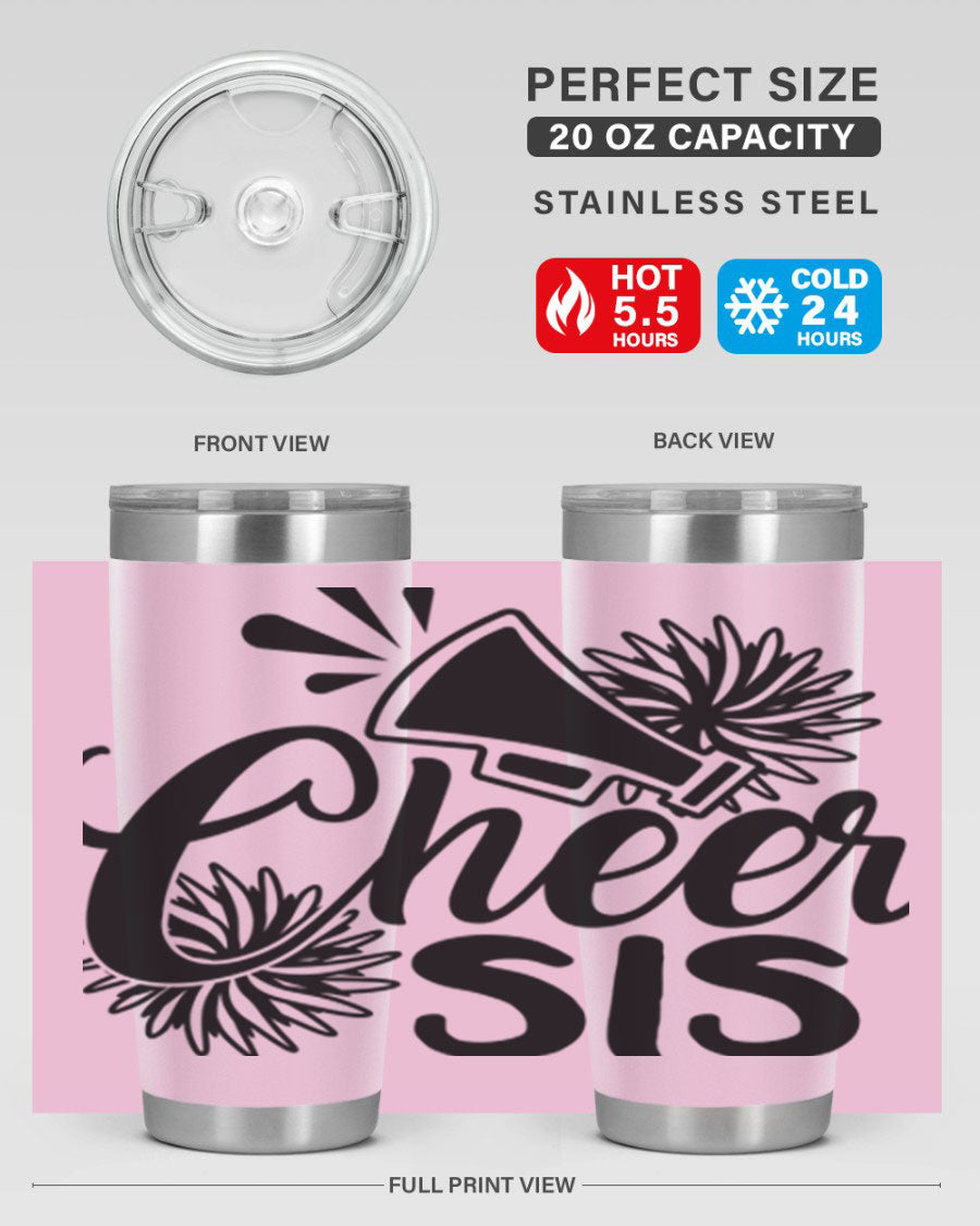 Cheer sis 1381# 20oz stainless steel tumbler with copper lining and drink-thru lid, perfect for hot and cold beverages.