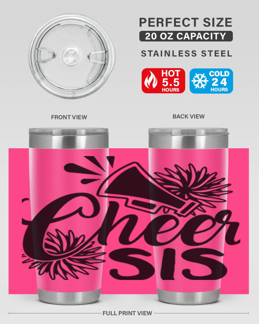 Cheer sis 1381# 20oz stainless steel tumbler with copper lining and drink-thru lid, perfect for hot and cold beverages.