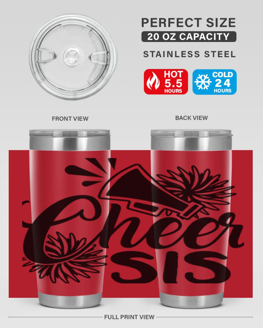 Cheer sis 1381# 20oz stainless steel tumbler with copper lining and drink-thru lid, perfect for hot and cold beverages.