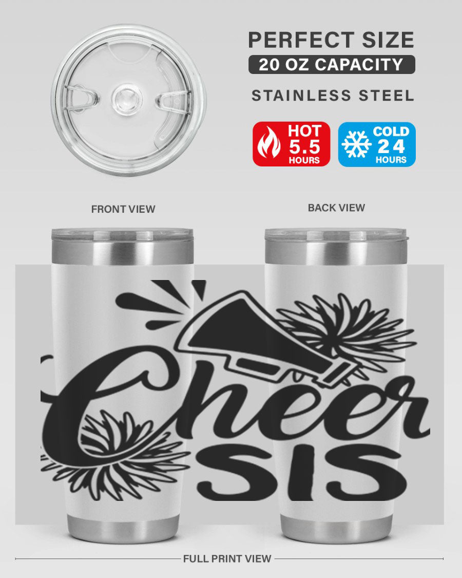 Cheer sis 1381# 20oz stainless steel tumbler with copper lining and drink-thru lid, perfect for hot and cold beverages.