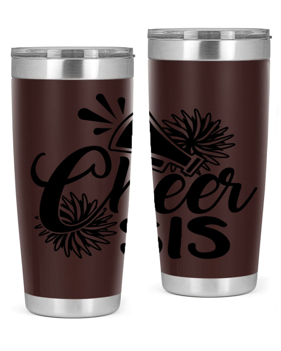 Cheer sis 1381# 20oz stainless steel tumbler with copper lining and drink-thru lid, perfect for hot and cold beverages.