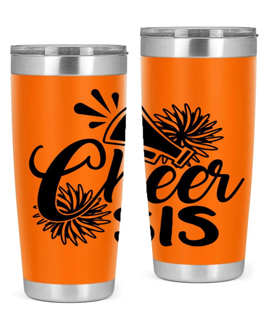 Cheer sis 1381# 20oz stainless steel tumbler with copper lining and drink-thru lid, perfect for hot and cold beverages.