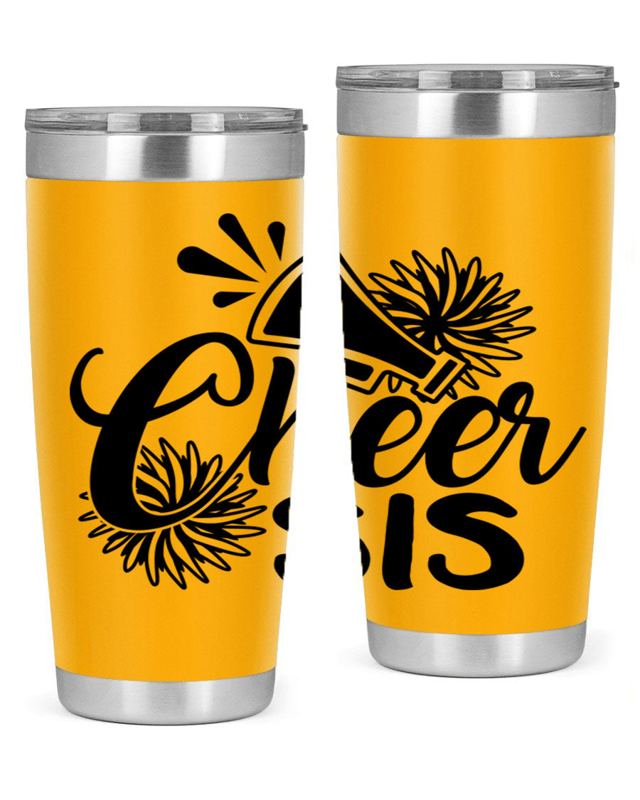 Cheer sis 1381# 20oz stainless steel tumbler with copper lining and drink-thru lid, perfect for hot and cold beverages.