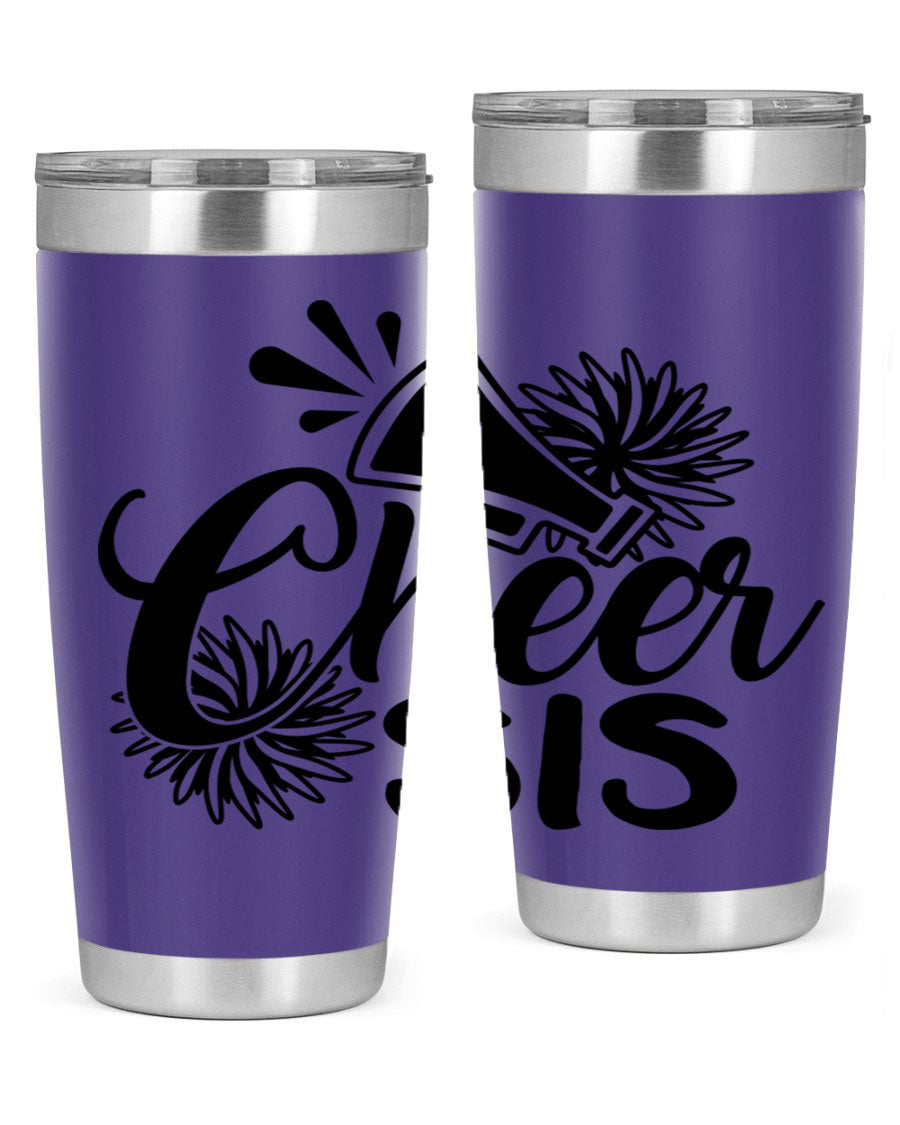 Cheer sis 1381# 20oz stainless steel tumbler with copper lining and drink-thru lid, perfect for hot and cold beverages.