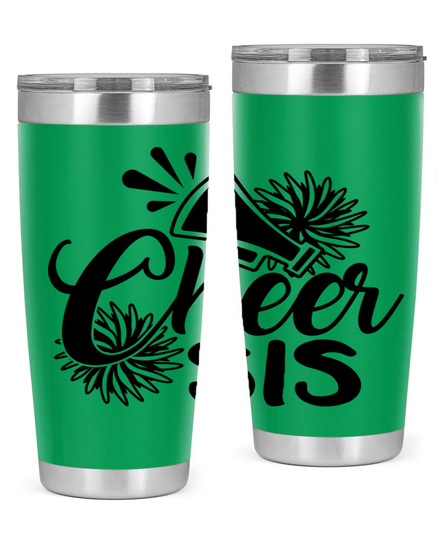 Cheer sis 1381# 20oz stainless steel tumbler with copper lining and drink-thru lid, perfect for hot and cold beverages.