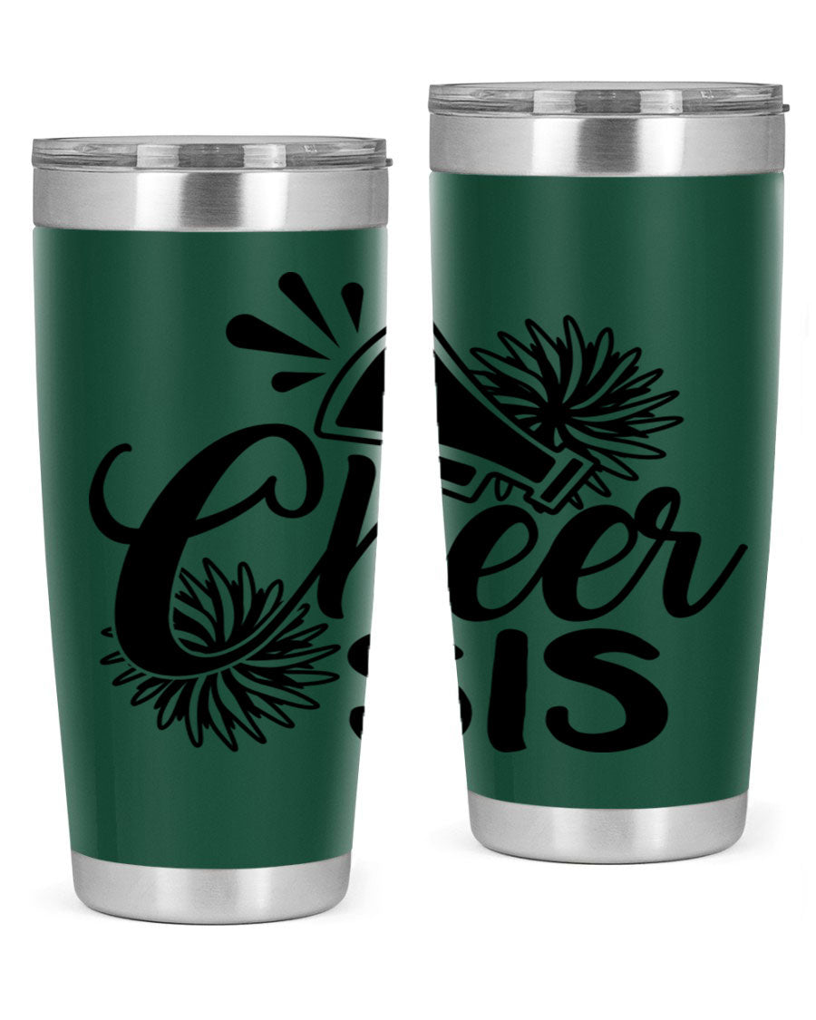 Cheer sis 1381# 20oz stainless steel tumbler with copper lining and drink-thru lid, perfect for hot and cold beverages.