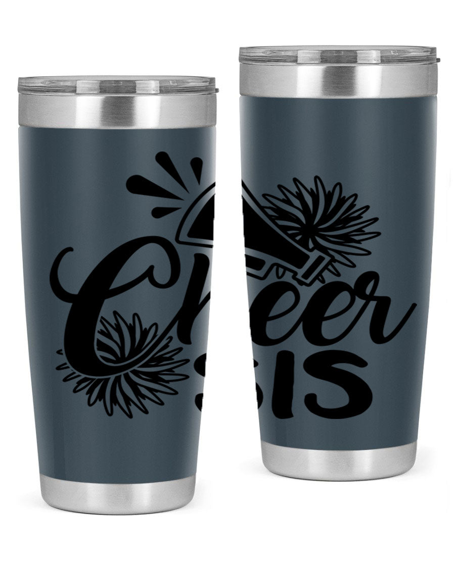 Cheer sis 1381# 20oz stainless steel tumbler with copper lining and drink-thru lid, perfect for hot and cold beverages.