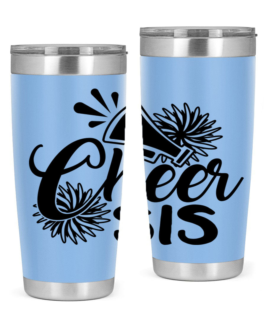 Cheer sis 1381# 20oz stainless steel tumbler with copper lining and drink-thru lid, perfect for hot and cold beverages.