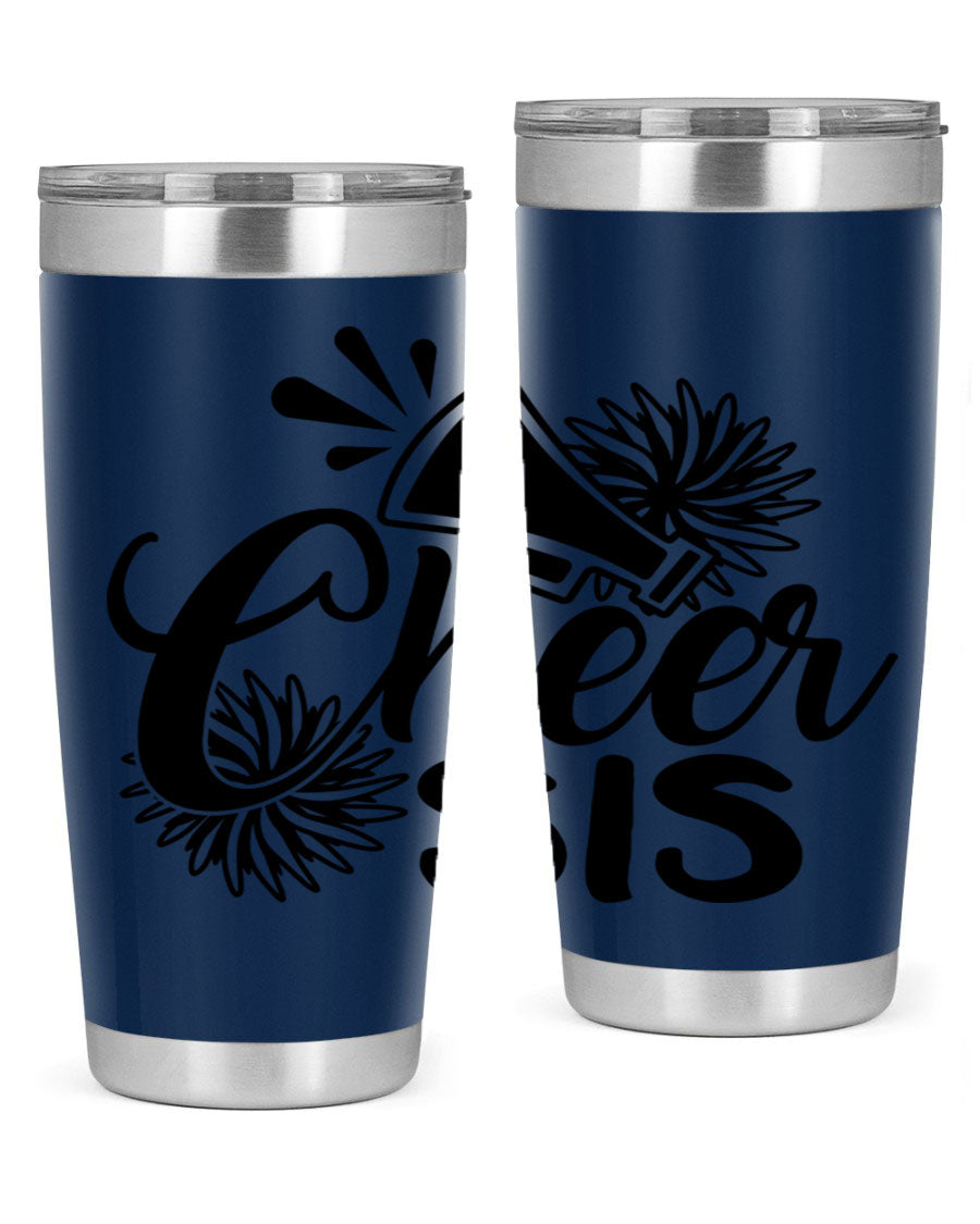 Cheer sis 1381# 20oz stainless steel tumbler with copper lining and drink-thru lid, perfect for hot and cold beverages.
