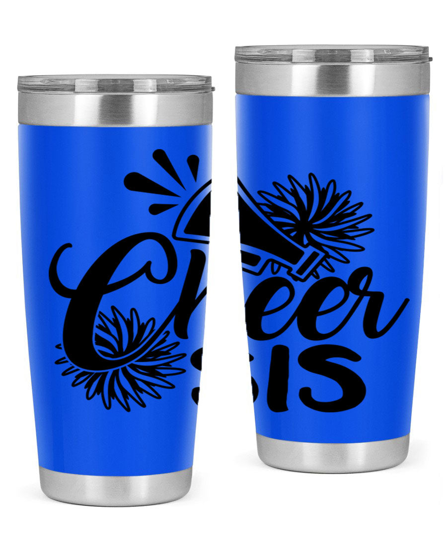 Cheer sis 1381# 20oz stainless steel tumbler with copper lining and drink-thru lid, perfect for hot and cold beverages.