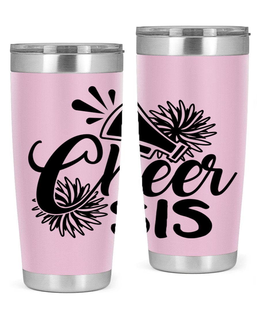 Cheer sis 1381# 20oz stainless steel tumbler with copper lining and drink-thru lid, perfect for hot and cold beverages.