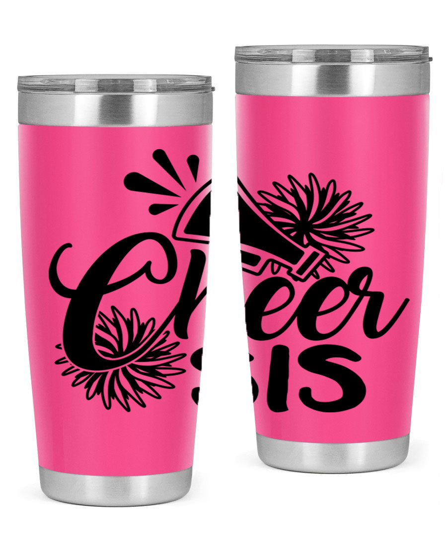 Cheer sis 1381# 20oz stainless steel tumbler with copper lining and drink-thru lid, perfect for hot and cold beverages.