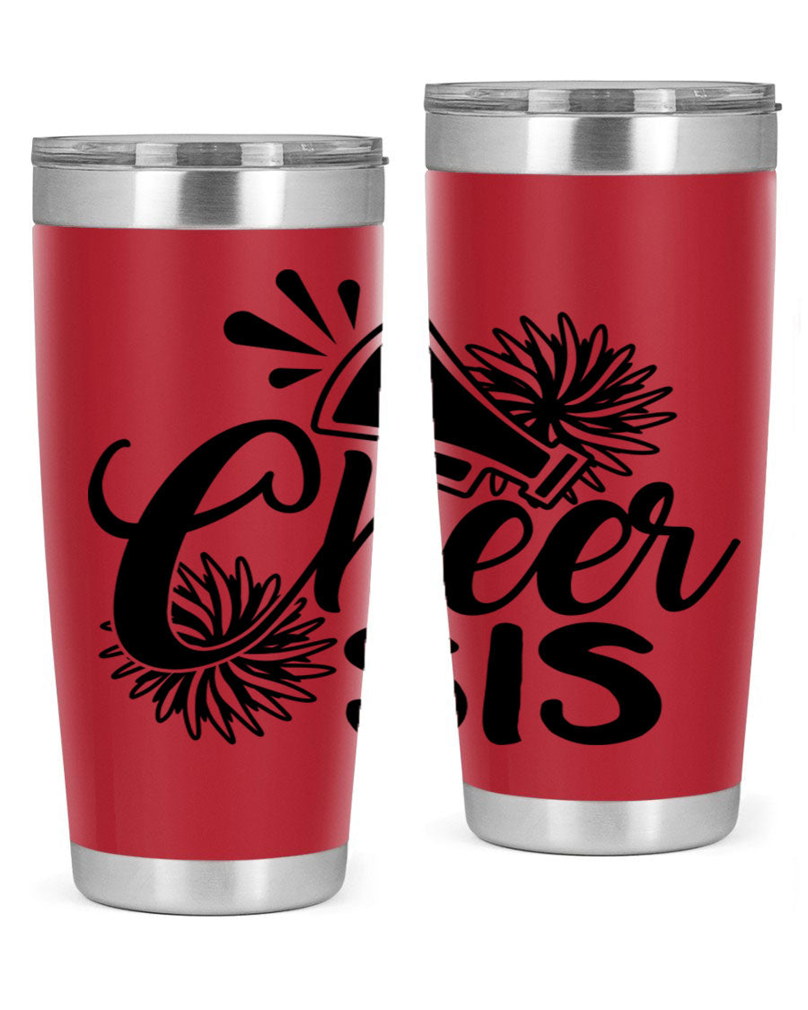 Cheer sis 1381# 20oz stainless steel tumbler with copper lining and drink-thru lid, perfect for hot and cold beverages.