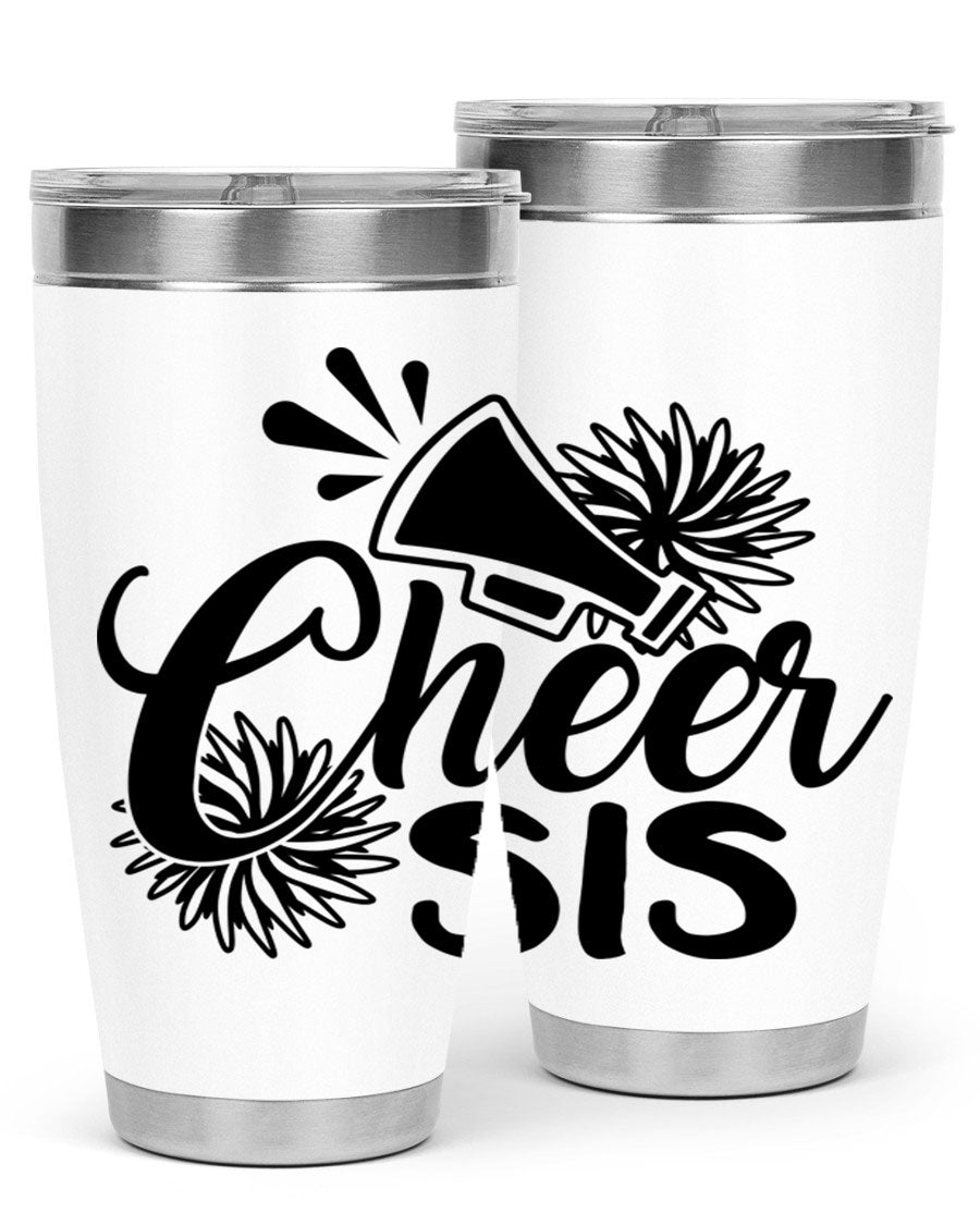 Cheer sis 1381# 20oz stainless steel tumbler with copper lining and drink-thru lid, perfect for hot and cold beverages.