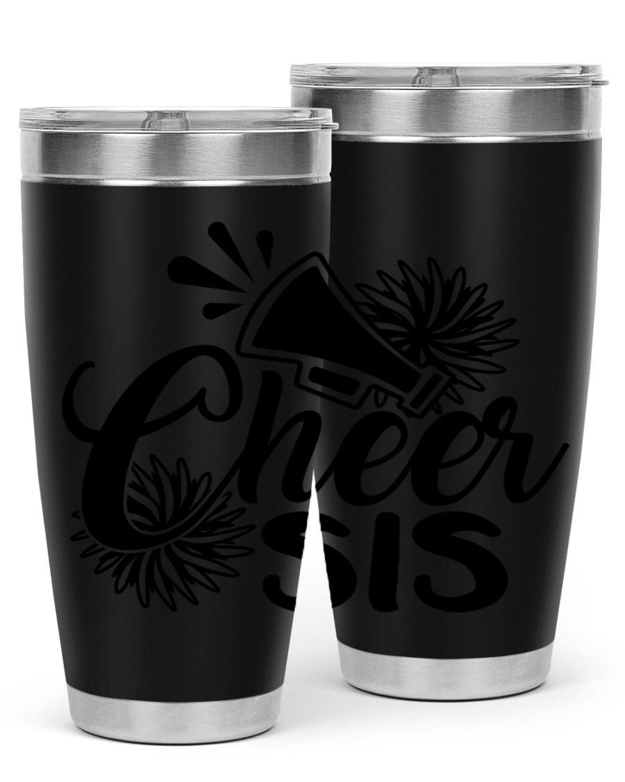 Cheer sis 1381# 20oz stainless steel tumbler with copper lining and drink-thru lid, perfect for hot and cold beverages.