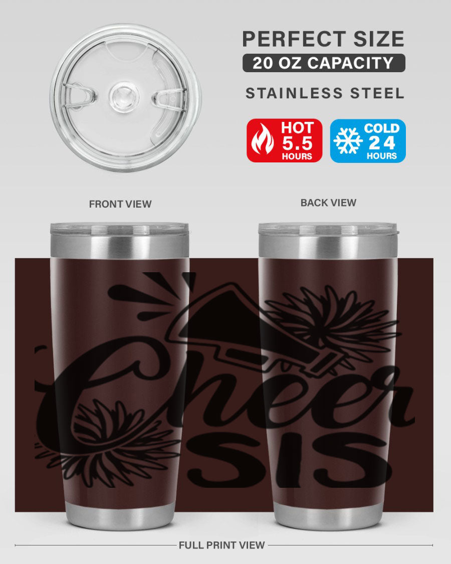 Cheer sis 1381# 20oz stainless steel tumbler with copper lining and drink-thru lid, perfect for hot and cold beverages.
