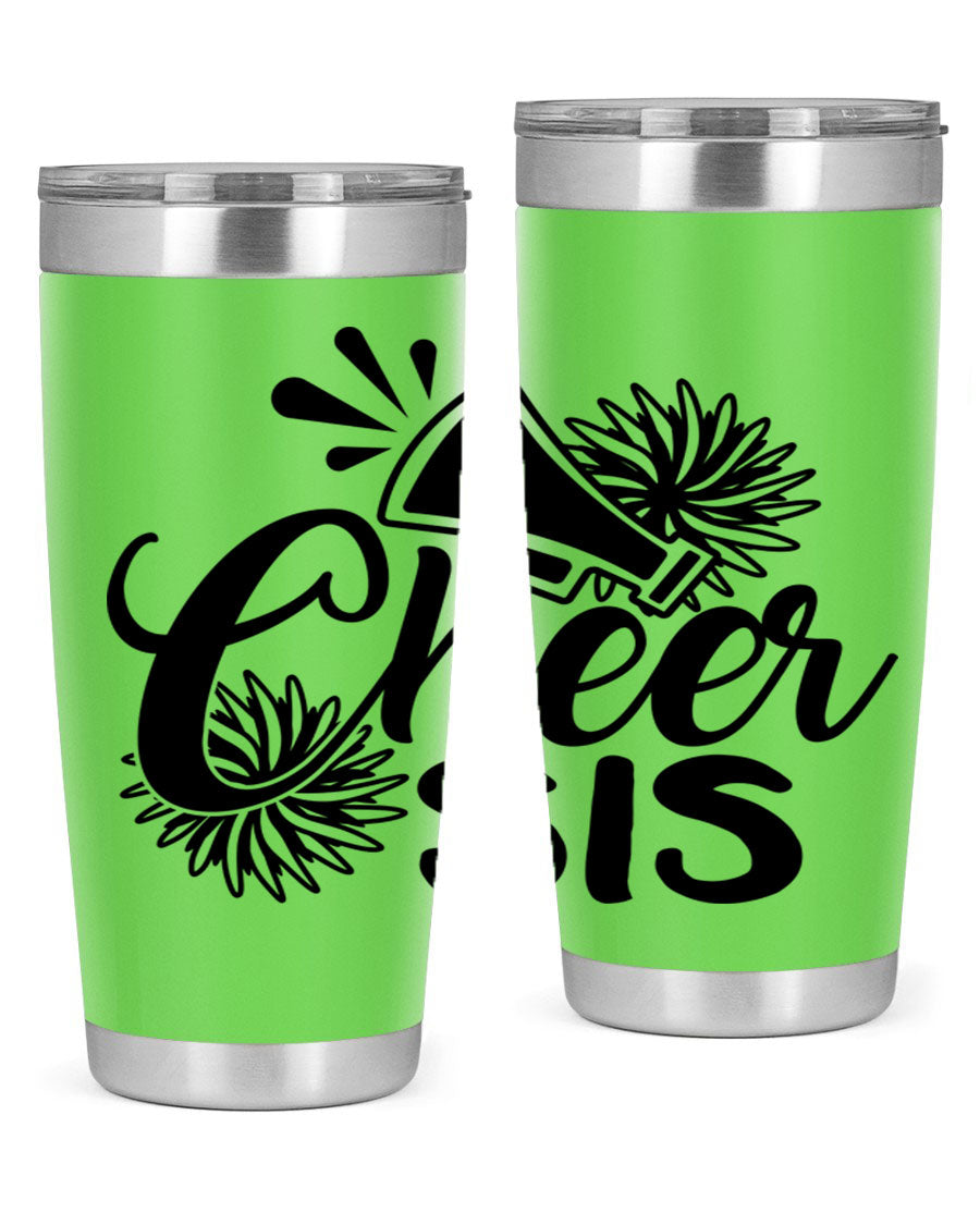 Cheer sis 1381# 20oz stainless steel tumbler with copper lining and drink-thru lid, perfect for hot and cold beverages.