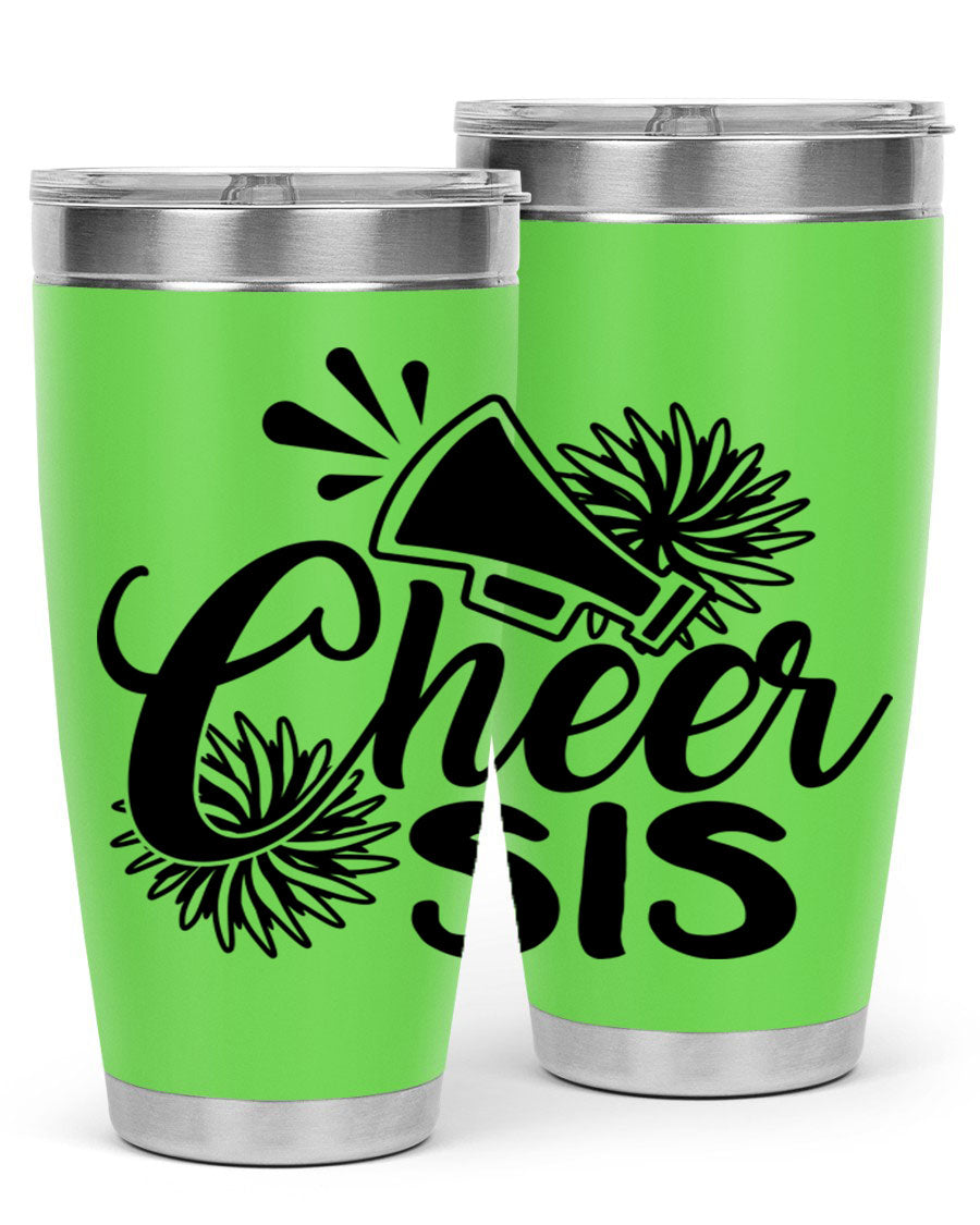 Cheer sis 1381# 20oz stainless steel tumbler with copper lining and drink-thru lid, perfect for hot and cold beverages.