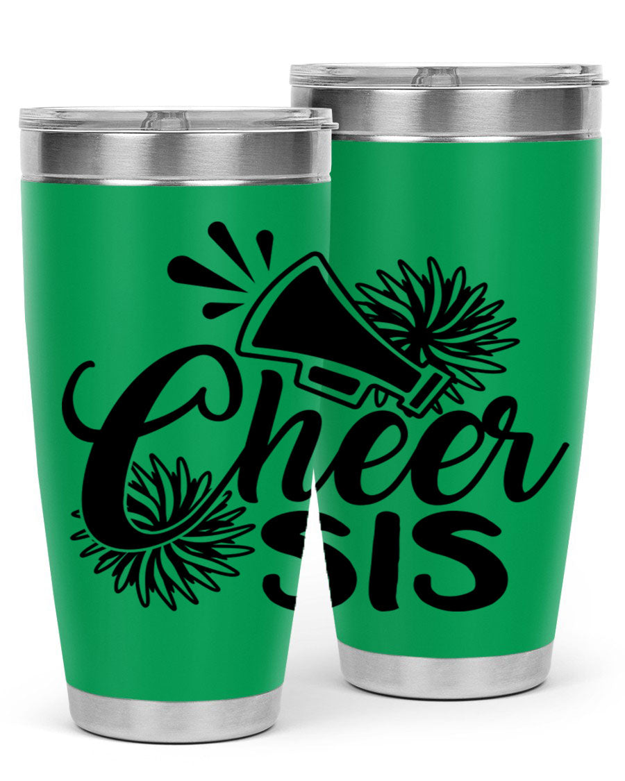 Cheer sis 1381# 20oz stainless steel tumbler with copper lining and drink-thru lid, perfect for hot and cold beverages.