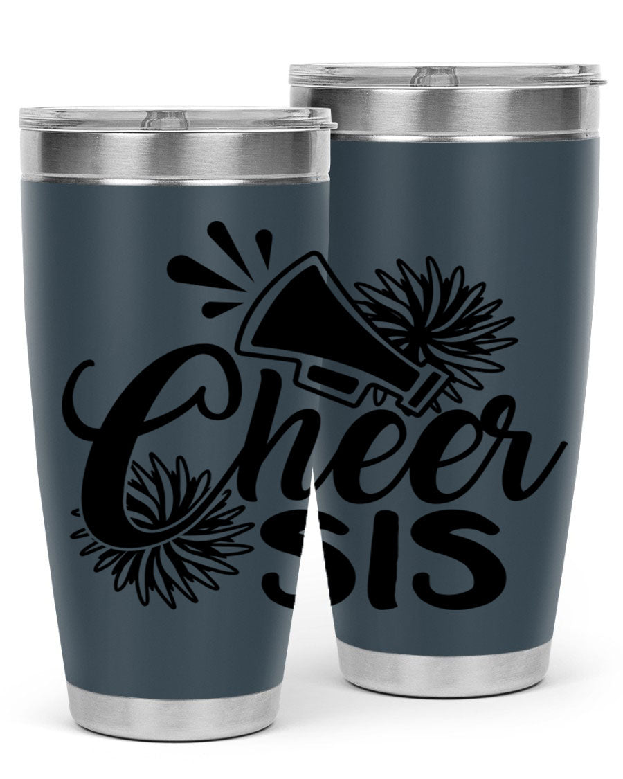 Cheer sis 1381# 20oz stainless steel tumbler with copper lining and drink-thru lid, perfect for hot and cold beverages.
