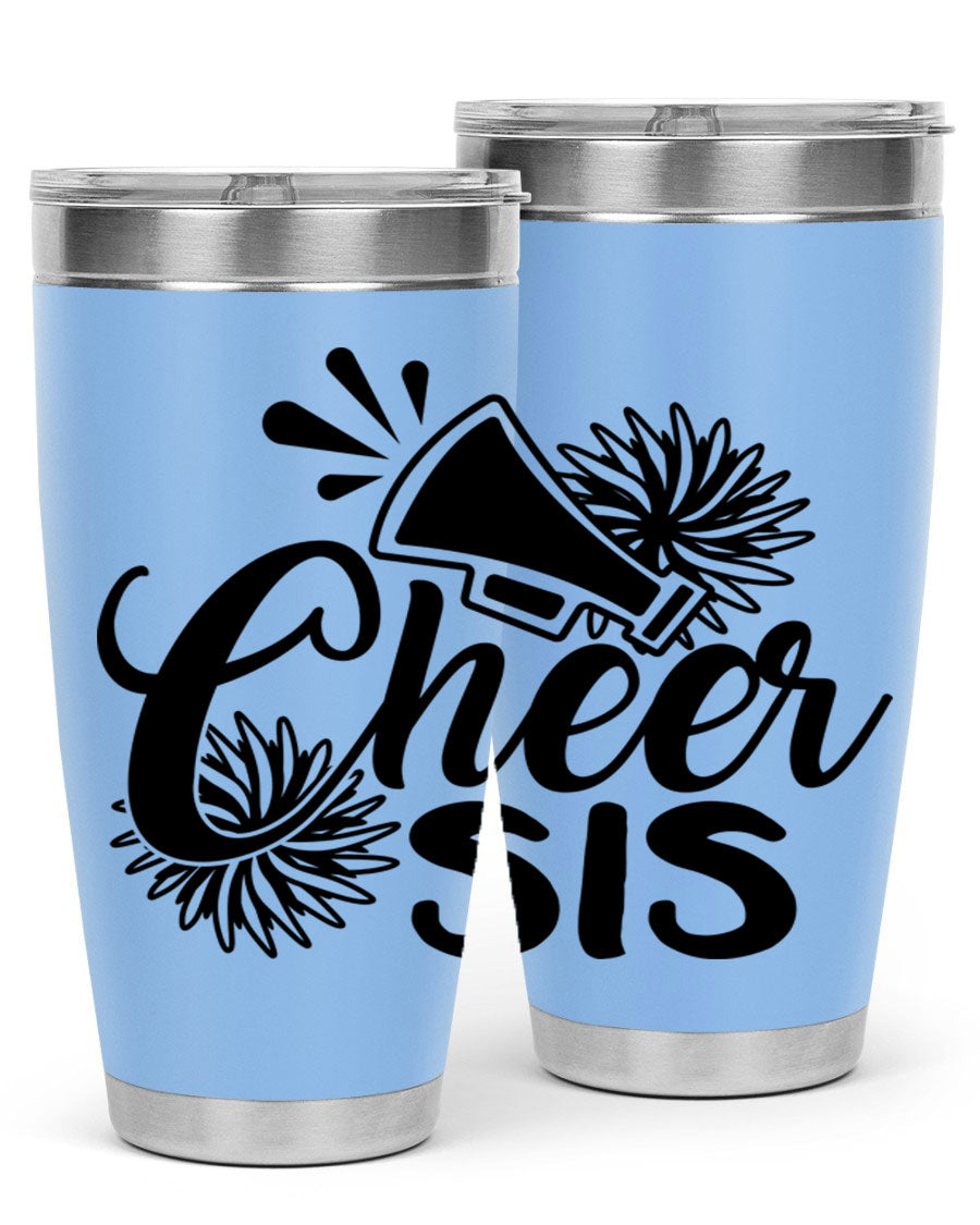 Cheer sis 1381# 20oz stainless steel tumbler with copper lining and drink-thru lid, perfect for hot and cold beverages.