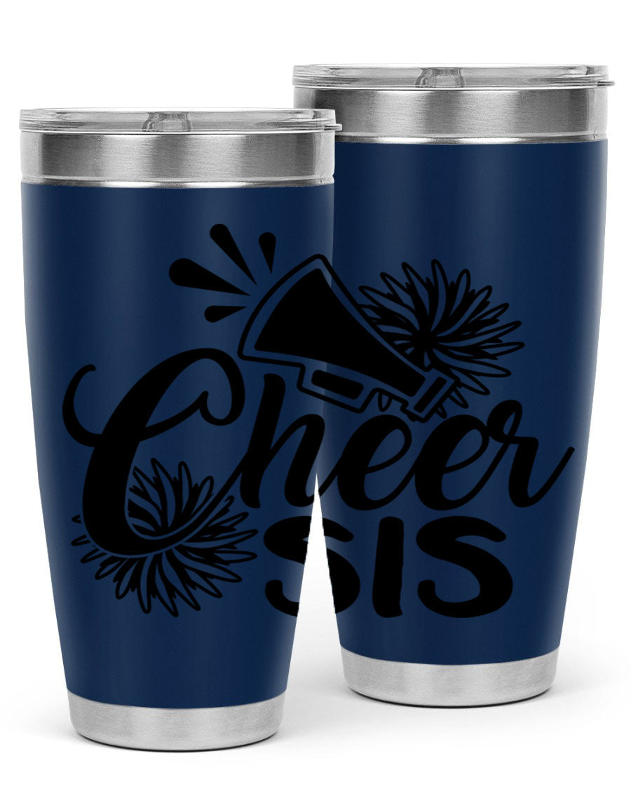 Cheer sis 1381# 20oz stainless steel tumbler with copper lining and drink-thru lid, perfect for hot and cold beverages.