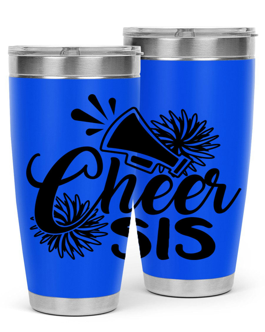 Cheer sis 1381# 20oz stainless steel tumbler with copper lining and drink-thru lid, perfect for hot and cold beverages.