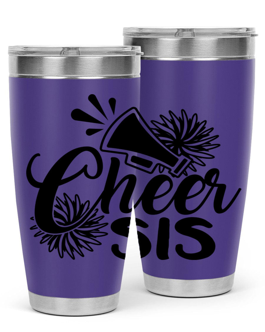 Cheer sis 1381# 20oz stainless steel tumbler with copper lining and drink-thru lid, perfect for hot and cold beverages.