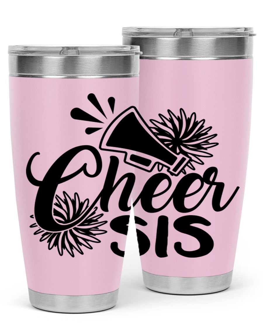 Cheer sis 1381# 20oz stainless steel tumbler with copper lining and drink-thru lid, perfect for hot and cold beverages.