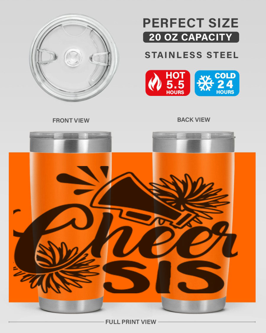 Cheer sis 1381# 20oz stainless steel tumbler with copper lining and drink-thru lid, perfect for hot and cold beverages.