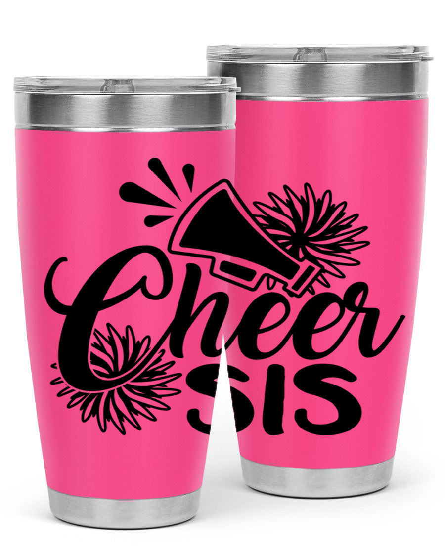 Cheer sis 1381# 20oz stainless steel tumbler with copper lining and drink-thru lid, perfect for hot and cold beverages.