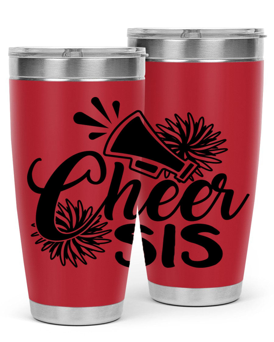 Cheer sis 1381# 20oz stainless steel tumbler with copper lining and drink-thru lid, perfect for hot and cold beverages.