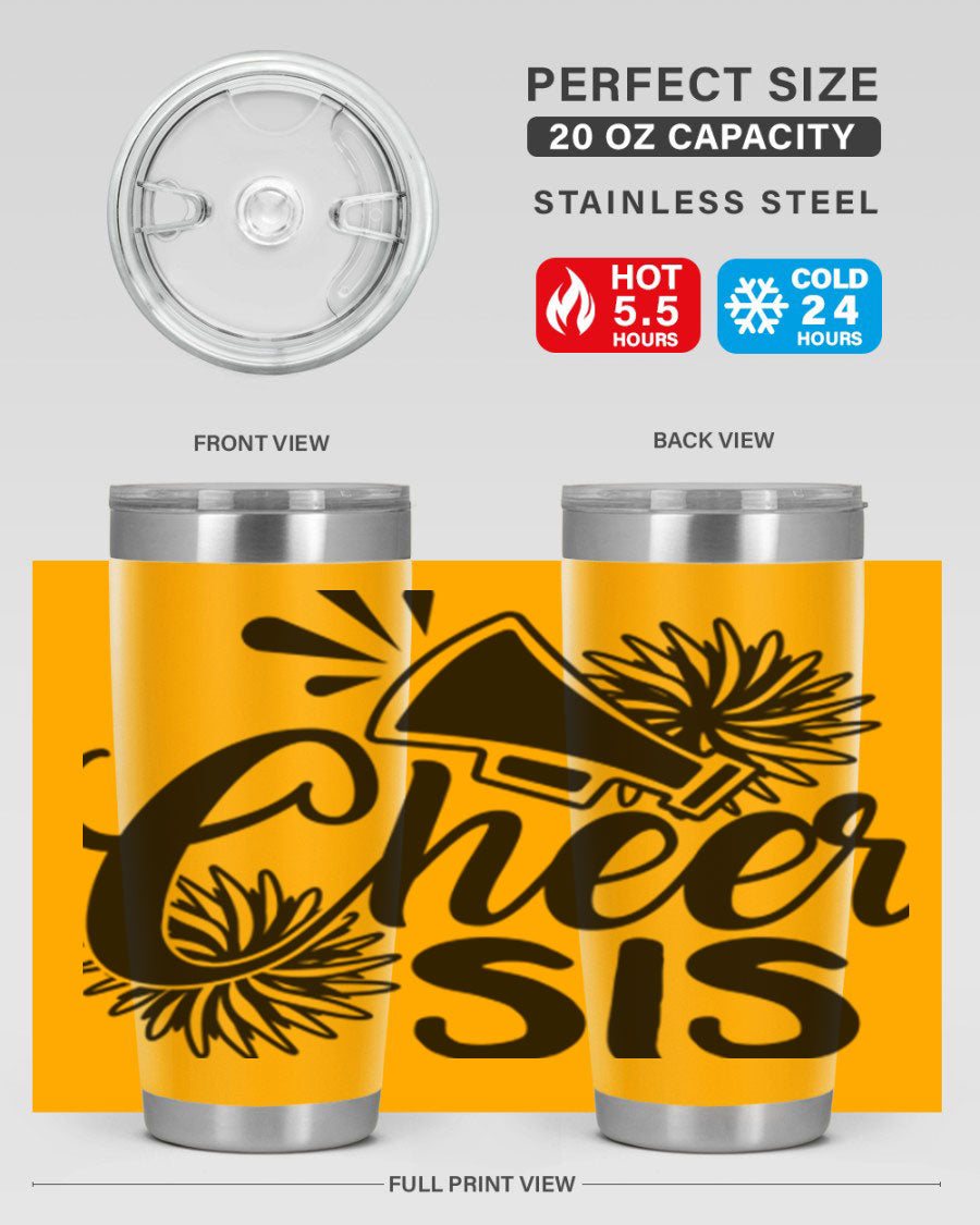 Cheer sis 1381# 20oz stainless steel tumbler with copper lining and drink-thru lid, perfect for hot and cold beverages.