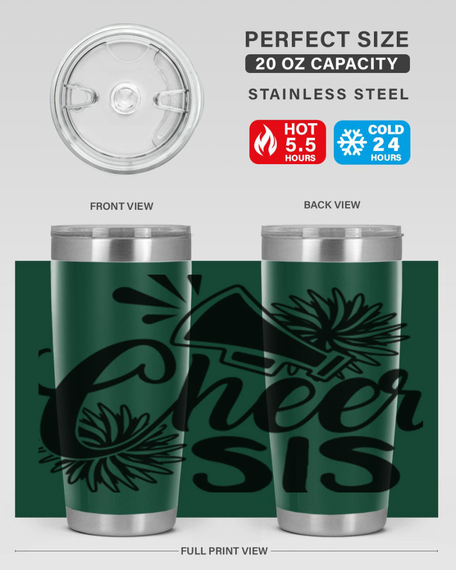 Cheer sis 1381# 20oz stainless steel tumbler with copper lining and drink-thru lid, perfect for hot and cold beverages.