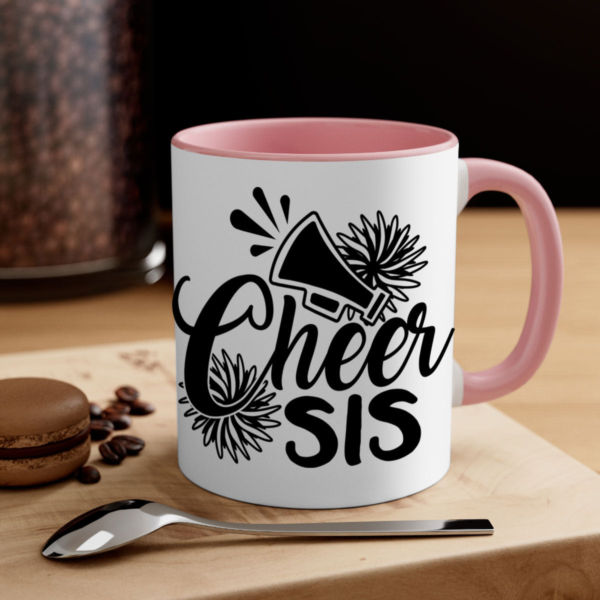 Cheer sis 1381# Mug featuring a glossy finish, colored handle, and interior, available in five vibrant colors.