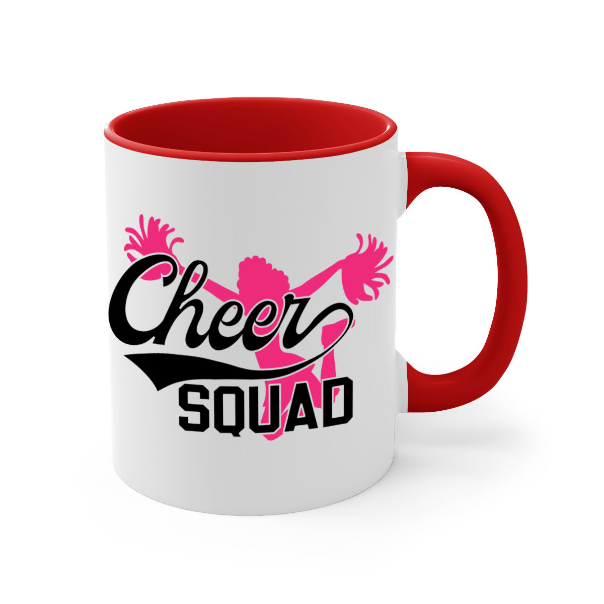 Cheer squad 1380# Mug featuring a glossy finish with a colored handle and interior, available in multiple colors.