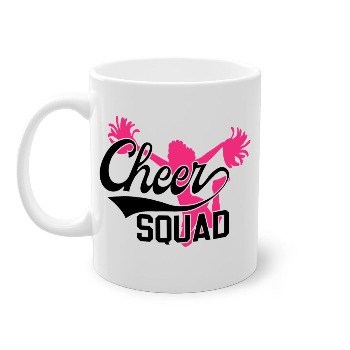 Cheer squad 1380# Mug featuring a glossy finish with a colored handle and interior, available in multiple colors.