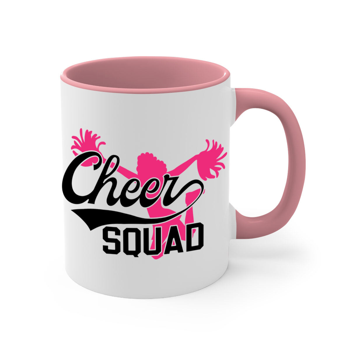 Cheer squad 1380# Mug featuring a glossy finish with a colored handle and interior, available in multiple colors.
