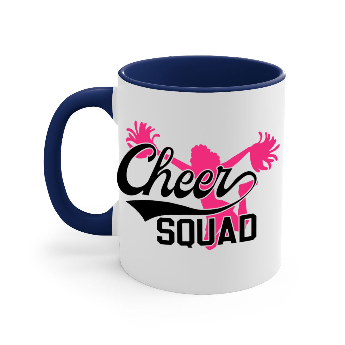 Cheer squad 1380# Mug featuring a glossy finish with a colored handle and interior, available in multiple colors.