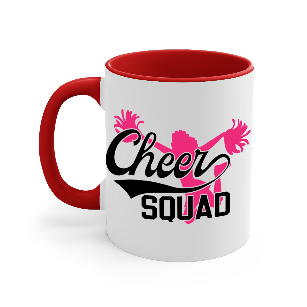 Cheer squad 1380# Mug featuring a glossy finish with a colored handle and interior, available in multiple colors.