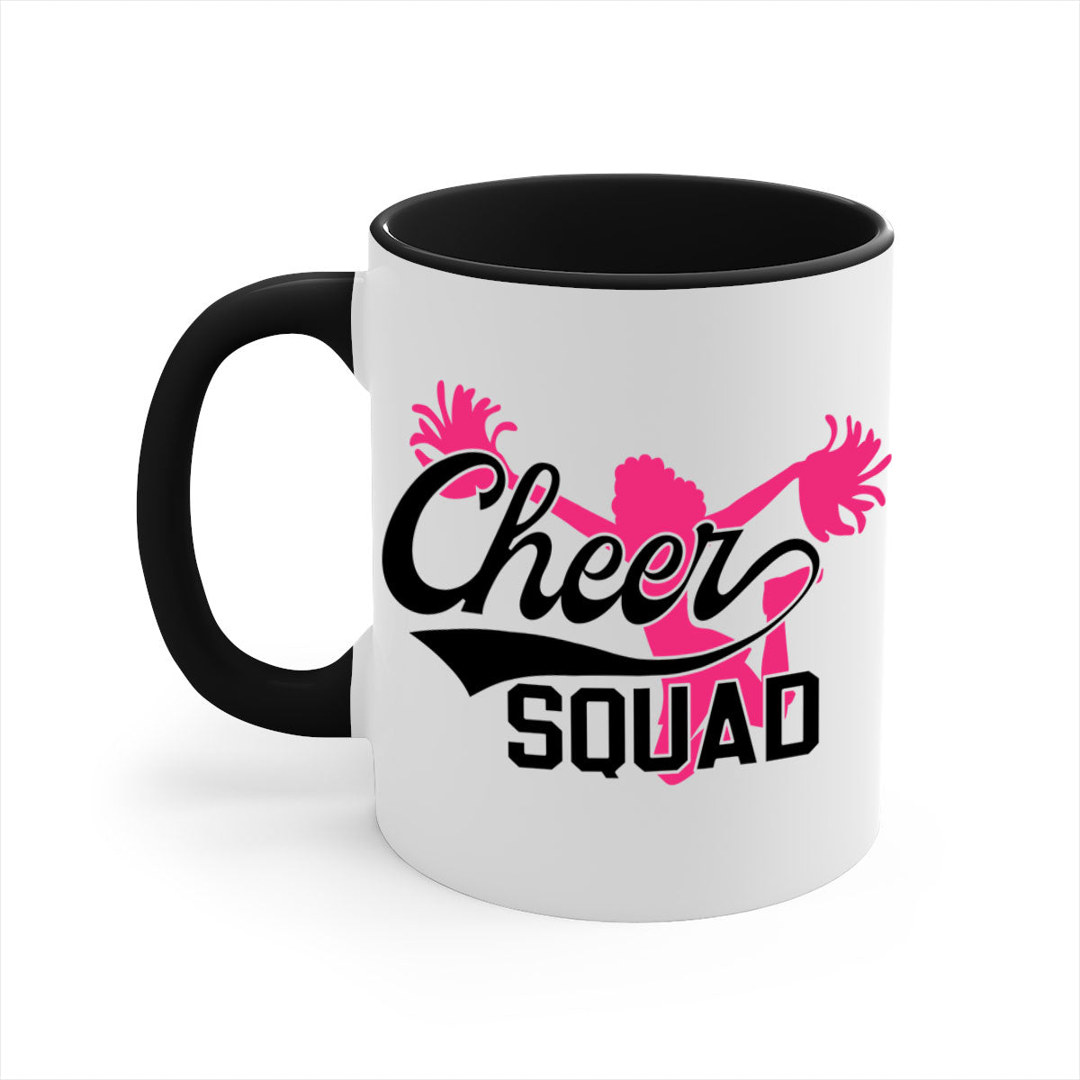 Cheer squad 1380# Mug featuring a glossy finish with a colored handle and interior, available in multiple colors.