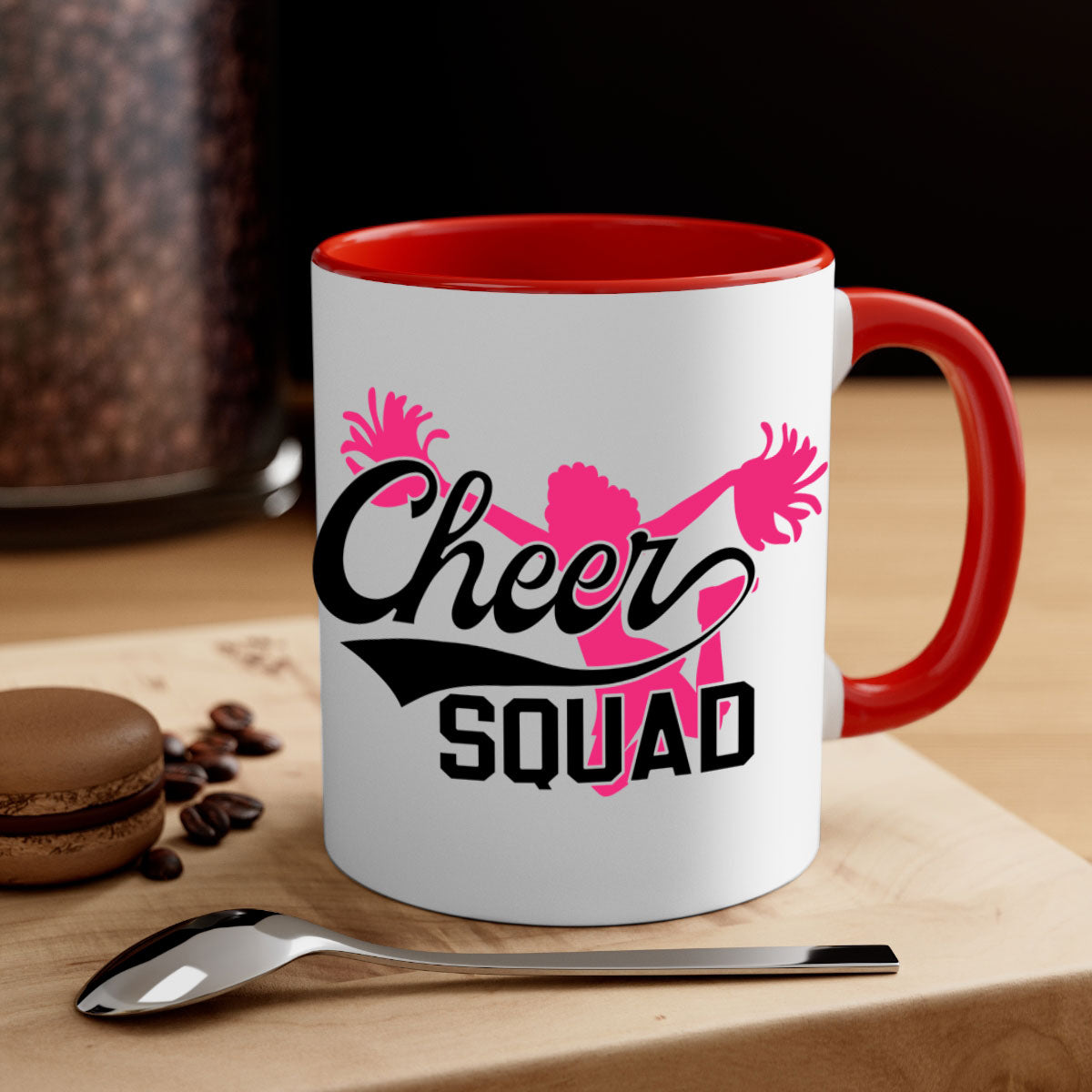 Cheer squad 1380# Mug featuring a glossy finish with a colored handle and interior, available in multiple colors.