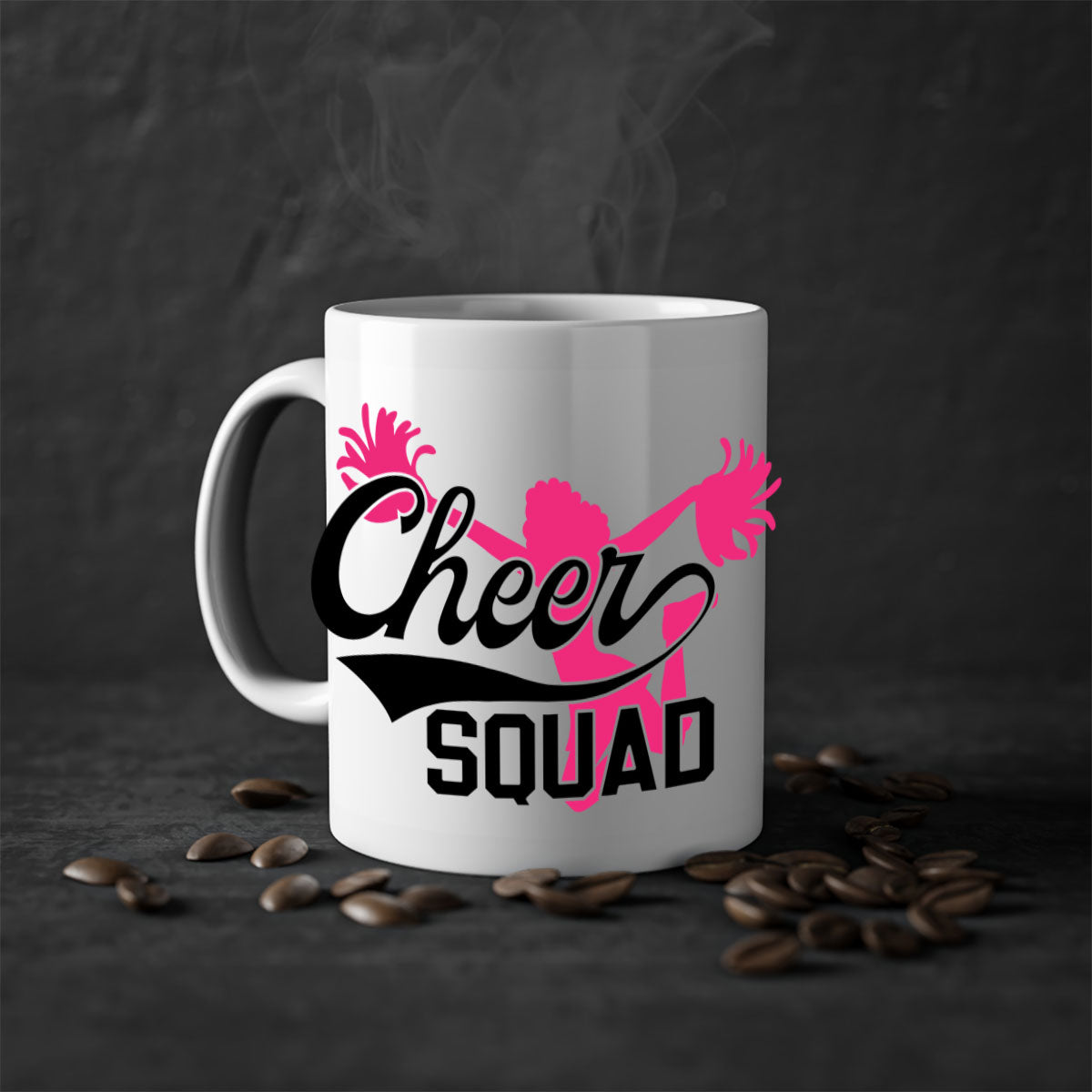 Cheer squad 1380# Mug featuring a glossy finish with a colored handle and interior, available in multiple colors.