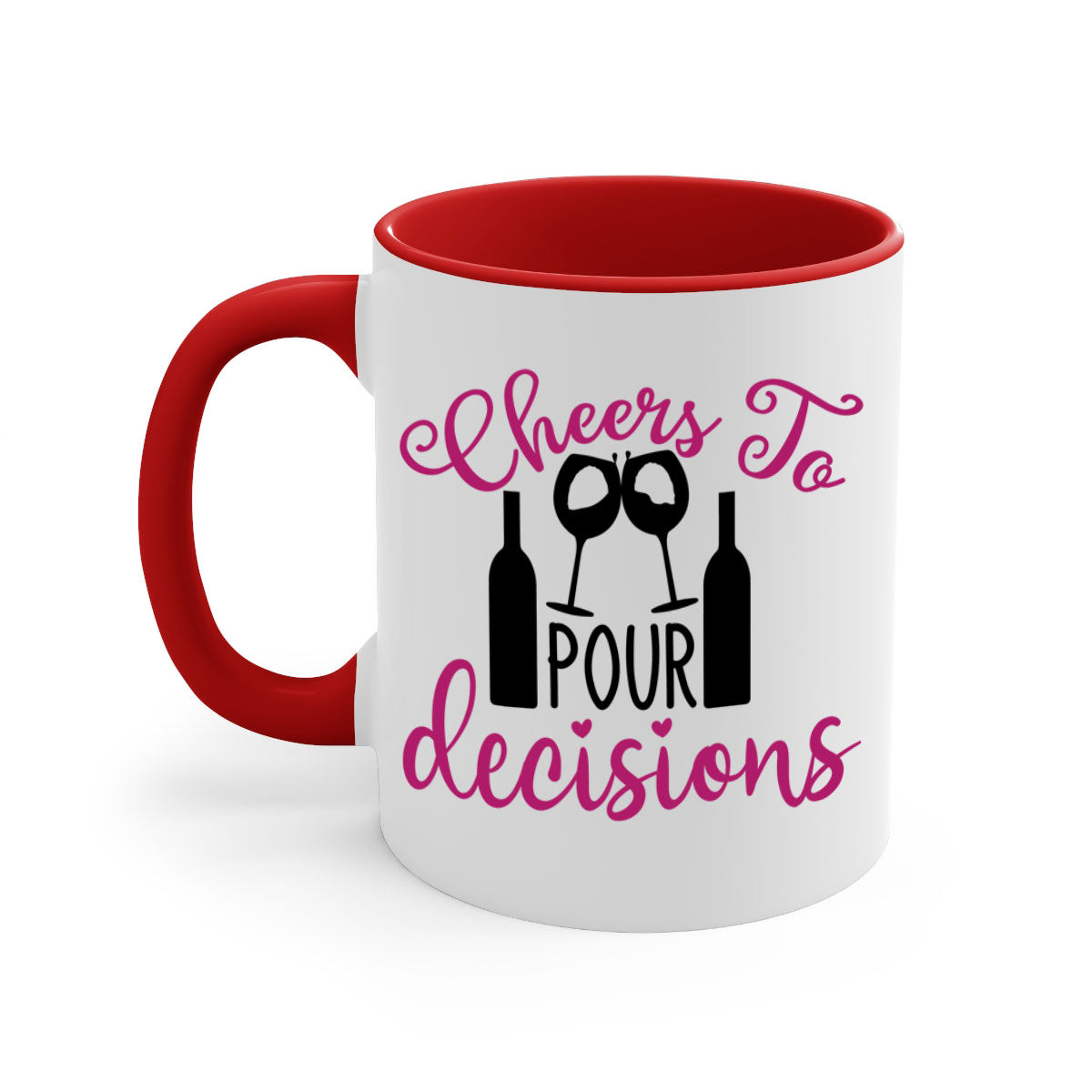 Cheers to Pour Decisions 201# Mug featuring a glossy finish, colored handle, and interior, available in five vibrant colors.