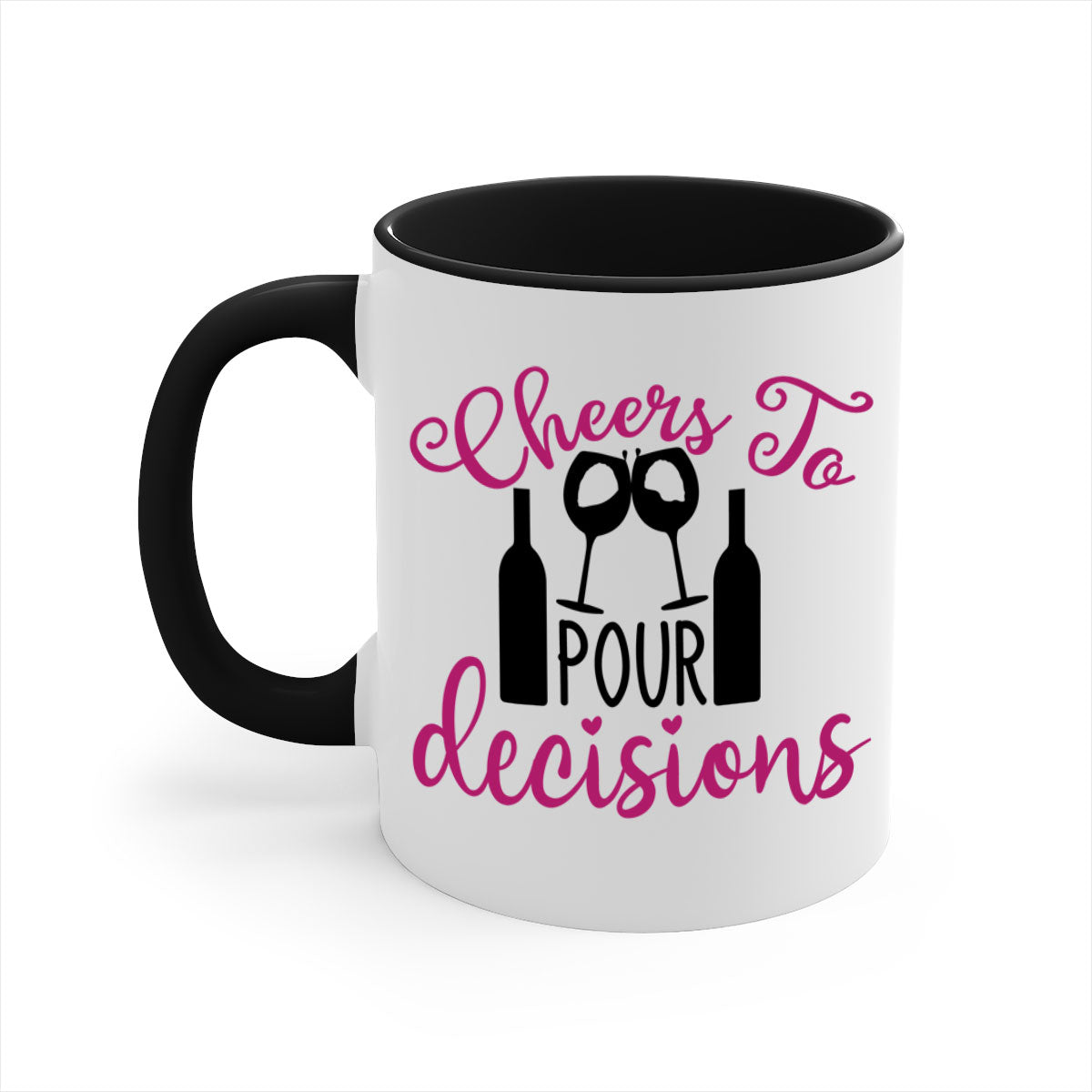 Cheers to Pour Decisions 201# Mug featuring a glossy finish, colored handle, and interior, available in five vibrant colors.